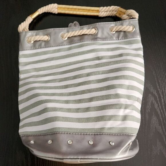 NWOT Disney Mickey Mouse Embellished Bucket Bag Rope Handle Open Top - Picture 4 of 7